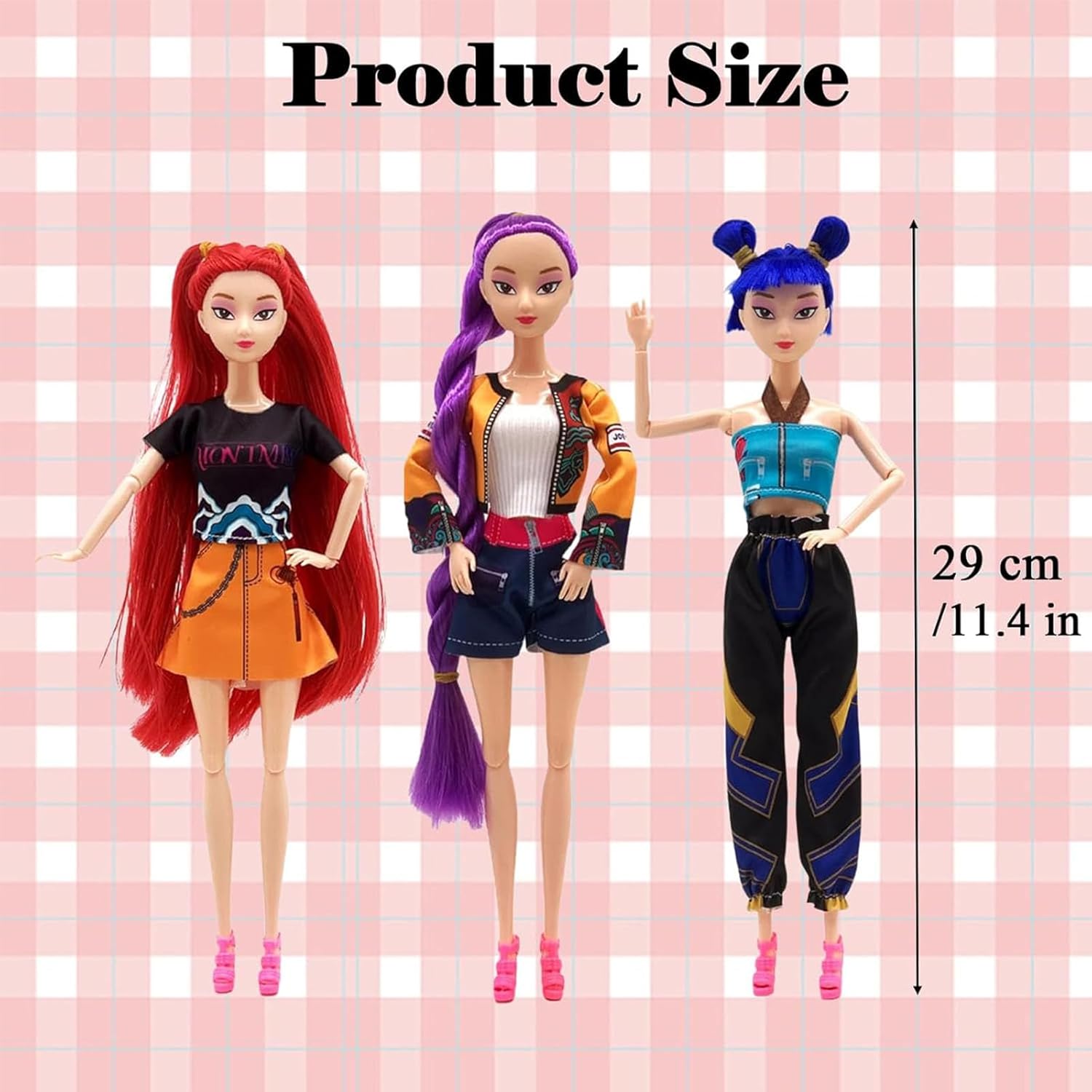 𝐊-𝐏0𝐏 𝐃emon 𝐇unters Figurita de 3 Piezas,K Pop Demon Muñecas,Figura de Rumi/Mira/Zoey de 30 cm con Ropa y Accesorios,Brazos y Piernas Móviles, para Coleccionar y Regalar a Fans (Versión Musical) - Image 5