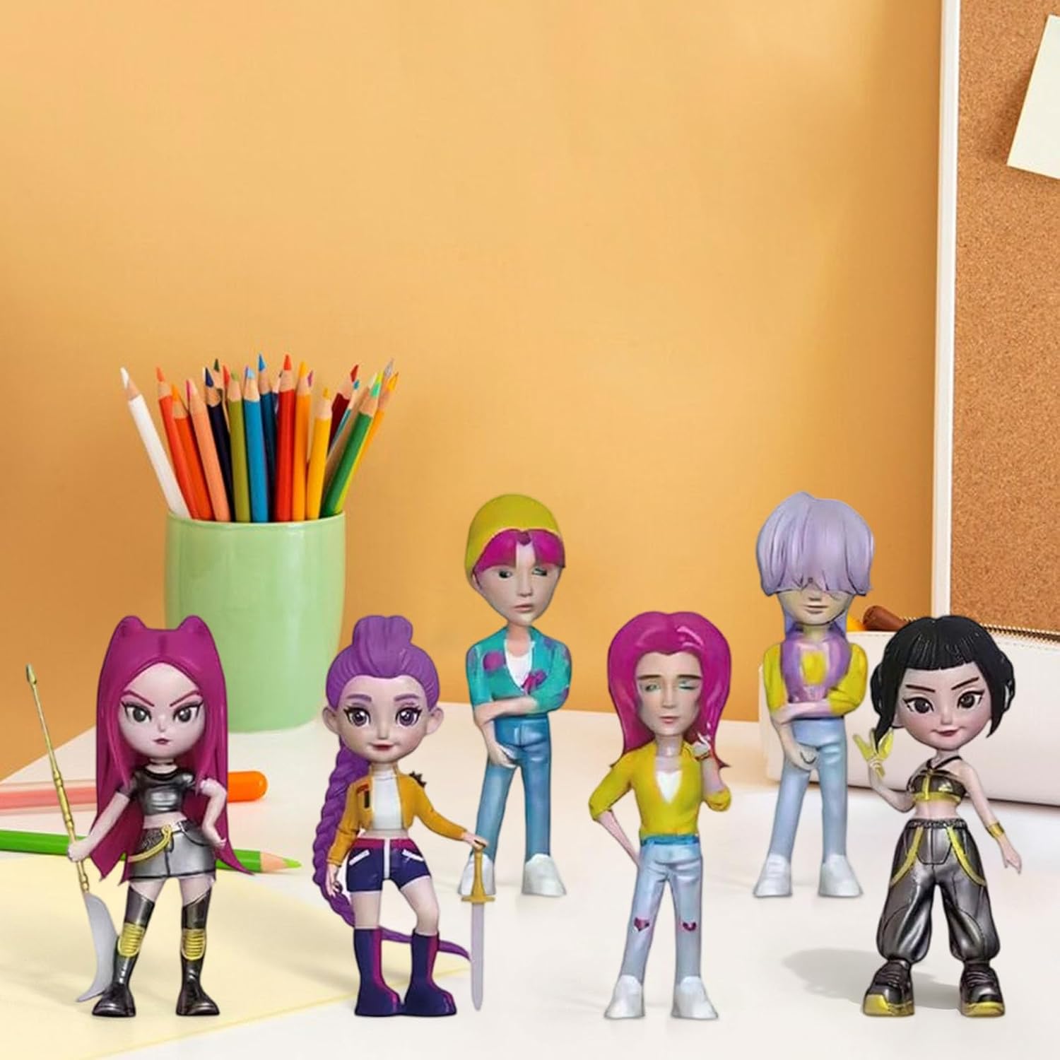 Genérico Set de Figuras Huntrix 6 Piezas – Muñecas Anime KKPop de Colección de De-Mon en PVC, Juguetes de Decoración para Regalo Original a Niños y Fans (#B) - Image 3