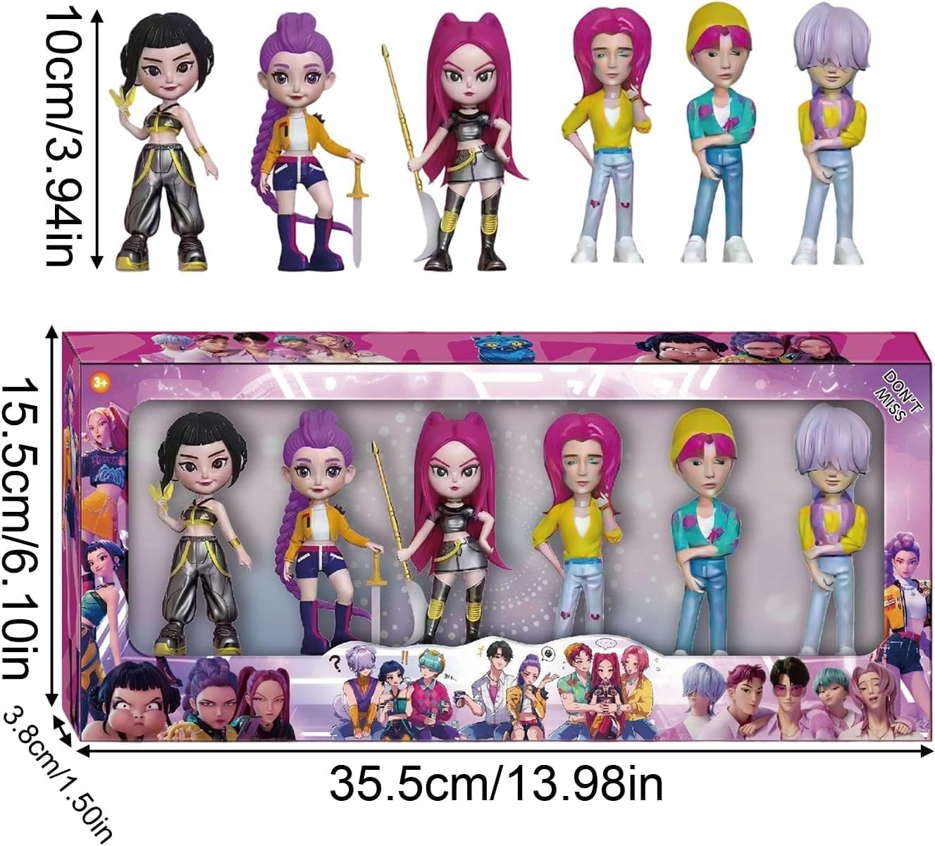 Genérico Set de Figuras Huntrix 6 Piezas – Muñecas Anime KKPop de Colección de De-Mon en PVC, Juguetes de Decoración para Regalo Original a Niños y Fans (#B)