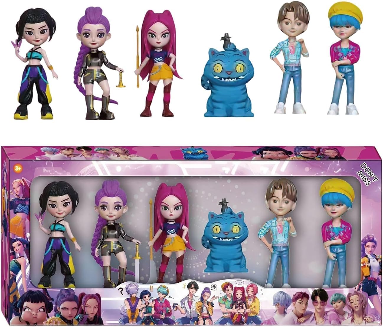 Genérico Set de Figuras Huntrix 6 Piezas – Muñecas Anime KKPop de Colección de De-Mon en PVC, Juguetes de Decoración para Regalo Original a Niños y Fans (#A)