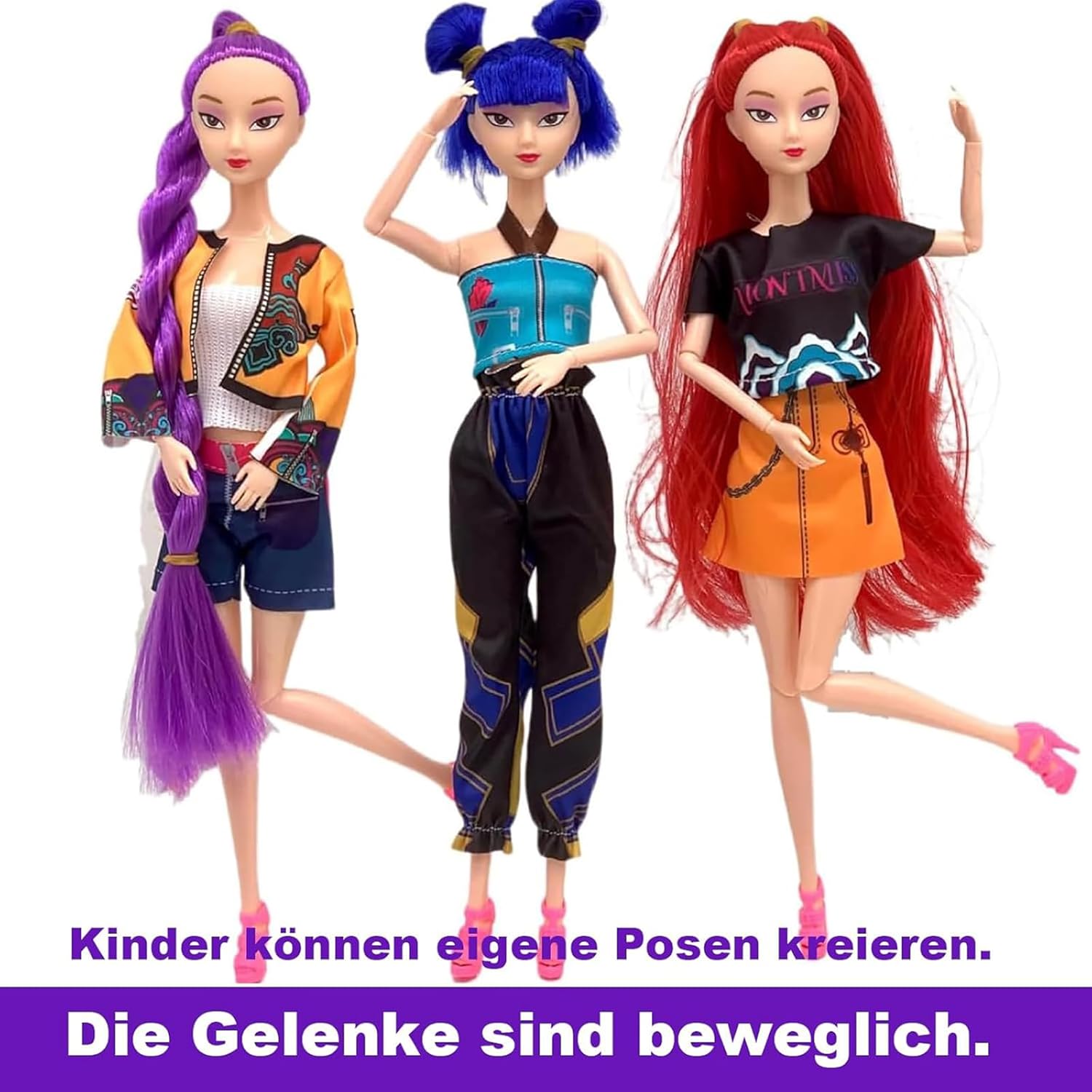 𝐊-𝐏0𝐏 𝐃emon 𝐇unters Figurita de 3 Piezas,K Pop Demon Muñecas,Figura de Rumi/Mira/Zoey de 30 cm con Ropa y Accesorios,Brazos y Piernas Móviles, para Coleccionar y Regalar a Fans (Sin música) - Image 7