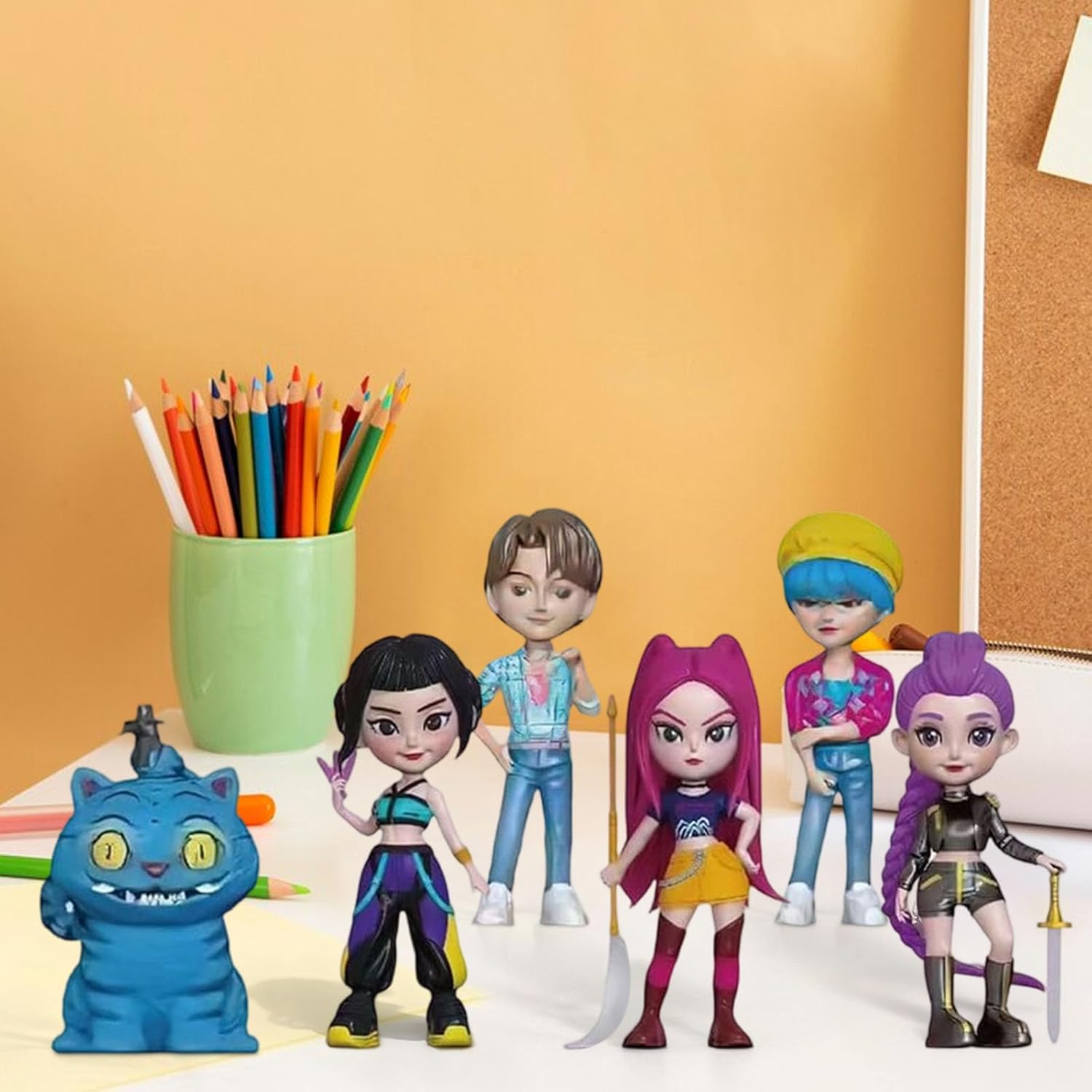 Genérico Set de Figuras Huntrix 6 Piezas – Muñecas Anime KKPop de Colección de De-Mon en PVC, Juguetes de Decoración para Regalo Original a Niños y Fans (#A) - Image 6