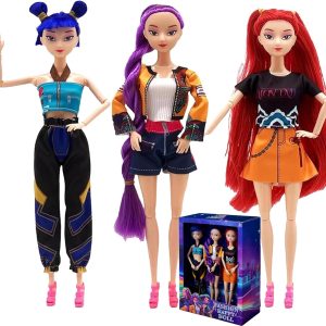 𝐊-𝐏0𝐏 𝐃emon 𝐇unters Figurita de 3 Piezas,K Pop Demon Muñecas,Figura de Rumi/Mira/Zoey de 30 cm con Ropa y Accesorios,Brazos y Piernas Móviles, para Coleccionar y Regalar a Fans (Sin música)