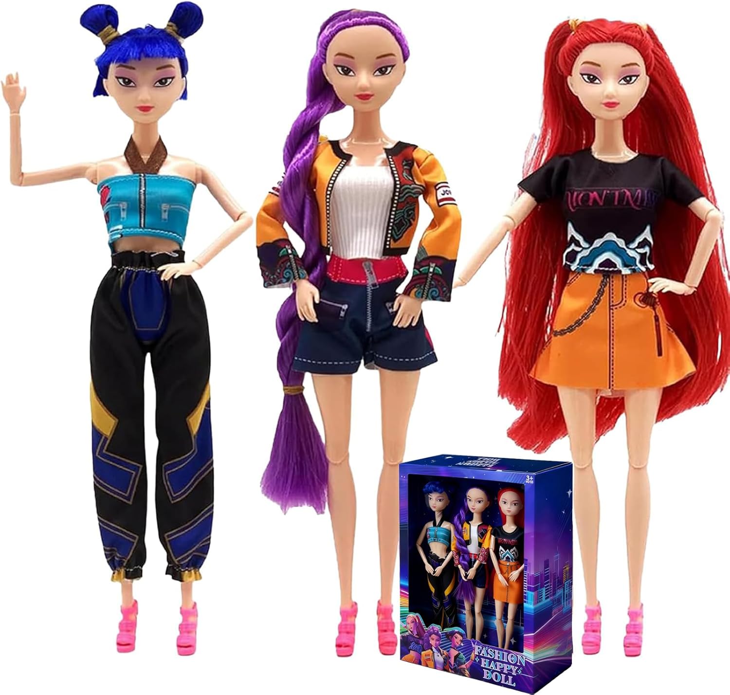 𝐊-𝐏0𝐏 𝐃emon 𝐇unters Figurita de 3 Piezas,K Pop Demon Muñecas,Figura de Rumi/Mira/Zoey de 30 cm con Ropa y Accesorios,Brazos y Piernas Móviles, para Coleccionar y Regalar a Fans (Sin música)