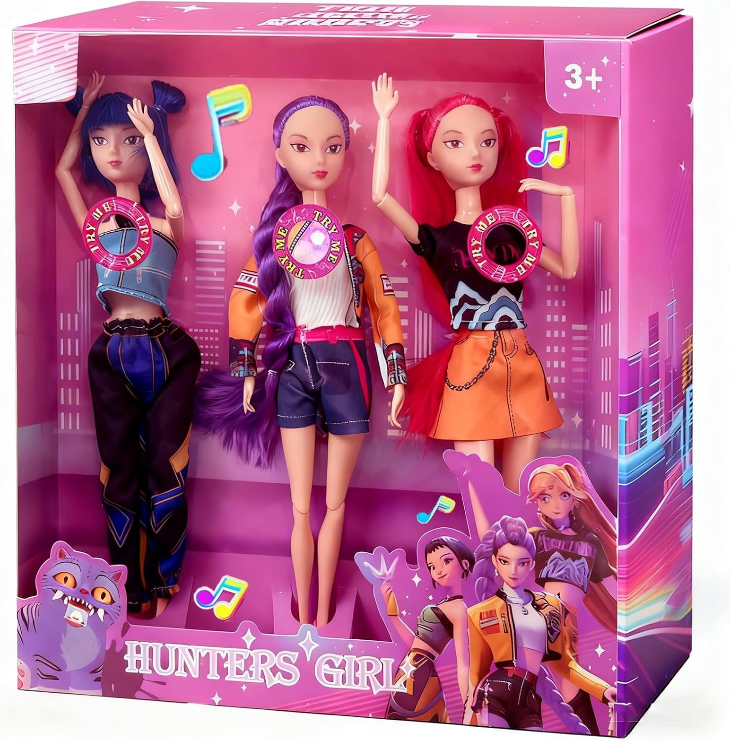 𝐊-𝐏0𝐏 𝐃emon 𝐇unters Figurita de 3 Piezas,K Pop Demon Muñecas,Figura de Rumi/Mira/Zoey de 30 cm con Ropa y Accesorios,Brazos y Piernas Móviles, para Coleccionar y Regalar a Fans (Versión Musical)